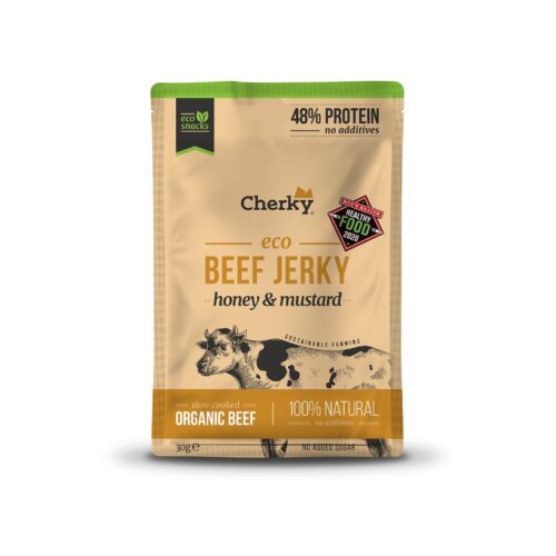 Cherky - Beef Jerky - Honning & Sennep - Økologisk & Gressforet - 30g